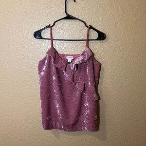 J.Crew Fairy Core Pink Crushed Velvet Tank Ruffles Adjustable strap